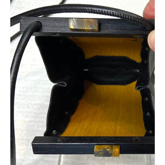 Hammill Diebolt Studio Alcea Minaudiere Wood Handbag Zebrawood MSRP $220 - Picture 8 of 16